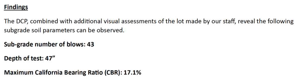 California Bearing Ratio data for Geotechnical Report in North Port, FL